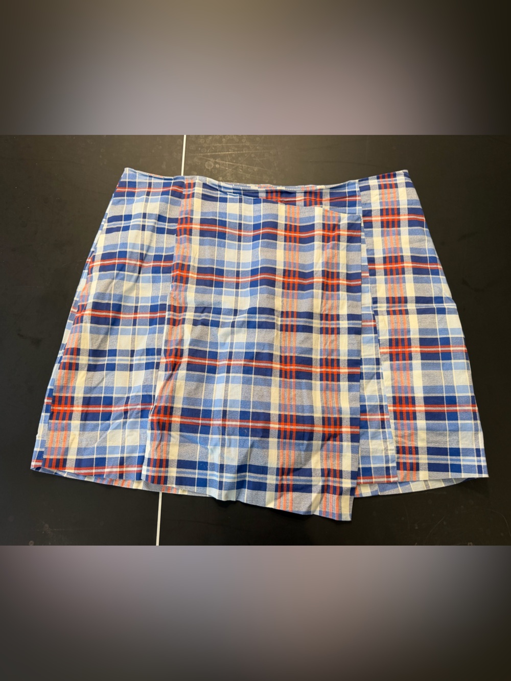 Caribbean Joe Blue, White and Orange Plaid Skort